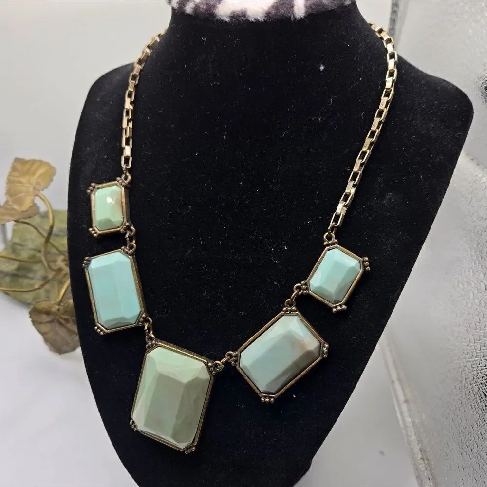 "5/$40" Brasstone Acrylic Adjustable Statement Bib Necklace